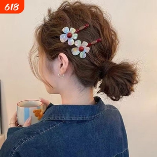 幻彩醋酸花朵发夹女边夹侧边发卡2025新款刘海夹鸭嘴夹子秋冬发饰