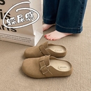 香港勃肯一脚蹬软底真皮半 踩屎感孕妇包头女2025新款 拖鞋 夏季