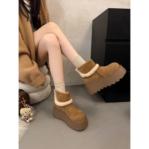 巨好看厚底增高勃肯鞋雪地靴女2025新款冬季加绒保暖大头棉鞋短靴