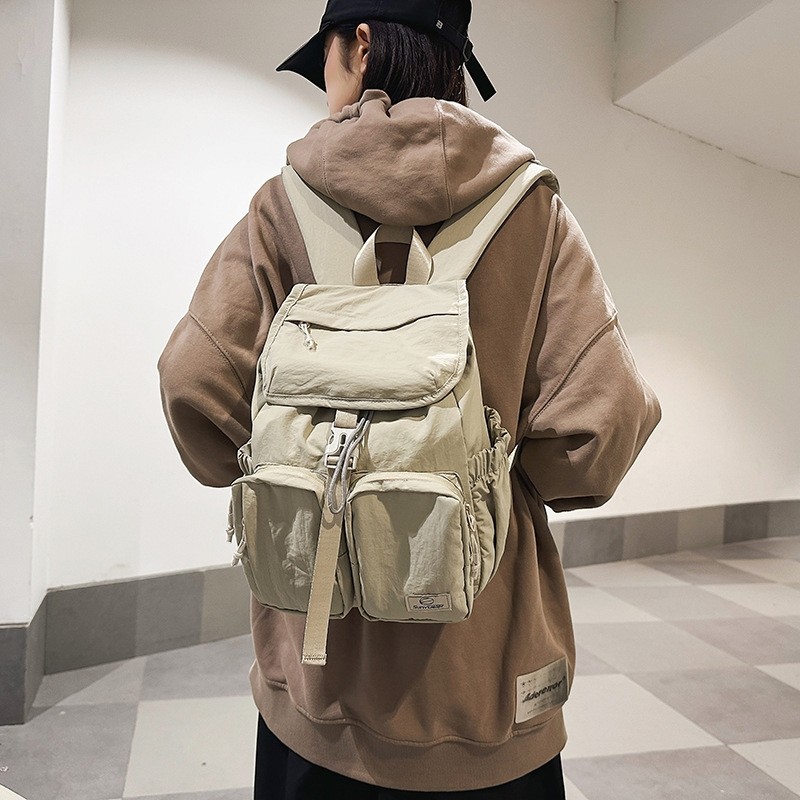 双肩包女2025新款大容量旅行背包男休闲简约书包潮A349防水黑