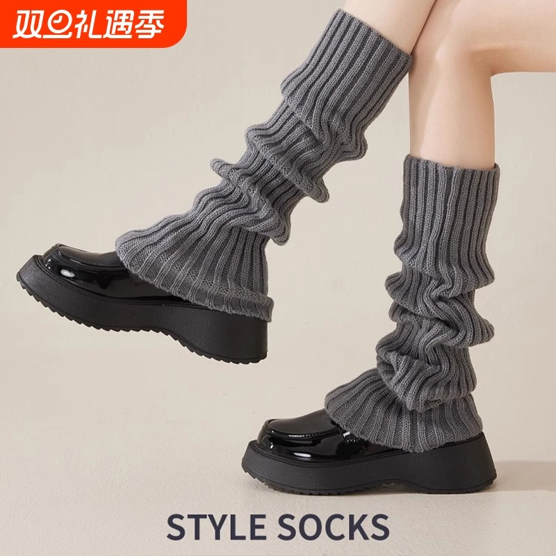 袜套堆堆袜子女秋冬季加厚保暖小腿袜棉袜冬配雪地靴羊毛长袜中筒