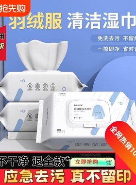 羽绒服清洁湿巾免洗强力去污衣物去渍湿纸巾干洗专用一擦净白色
