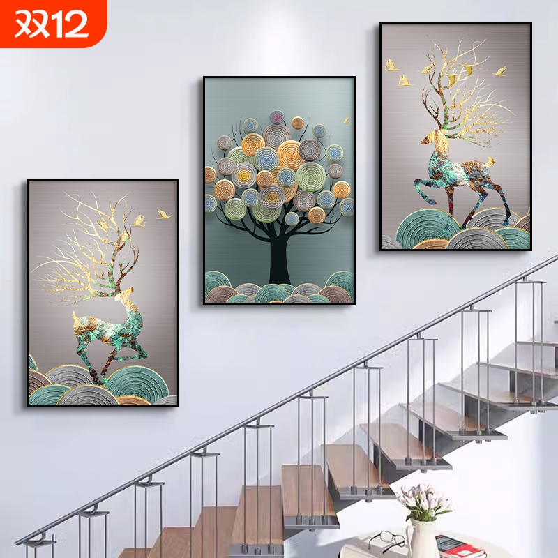 楼梯装饰画客厅壁画沙发背景墙贴画三联墙画装饰品物卧室餐厅挂画