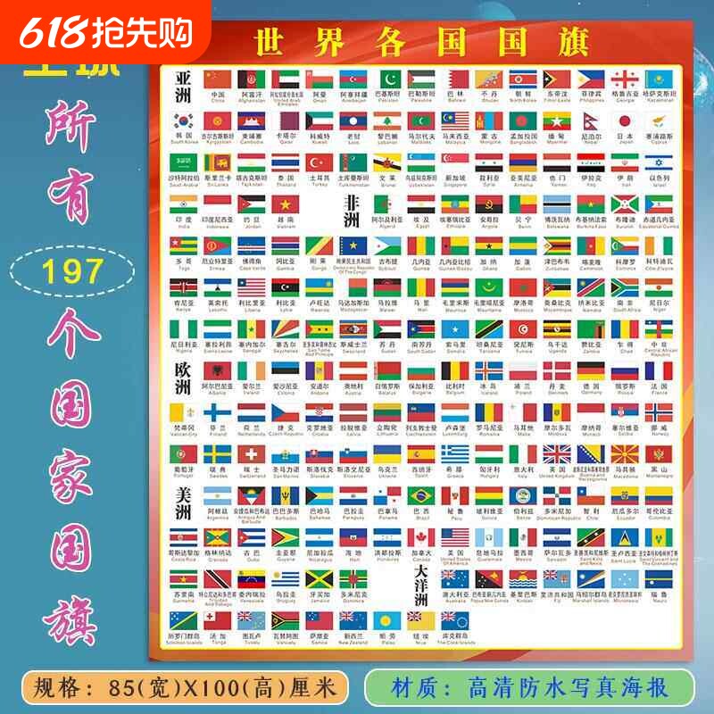 世界各国国旗大全汽车标交通标志天文科普认识小学生贴图墙贴挂图