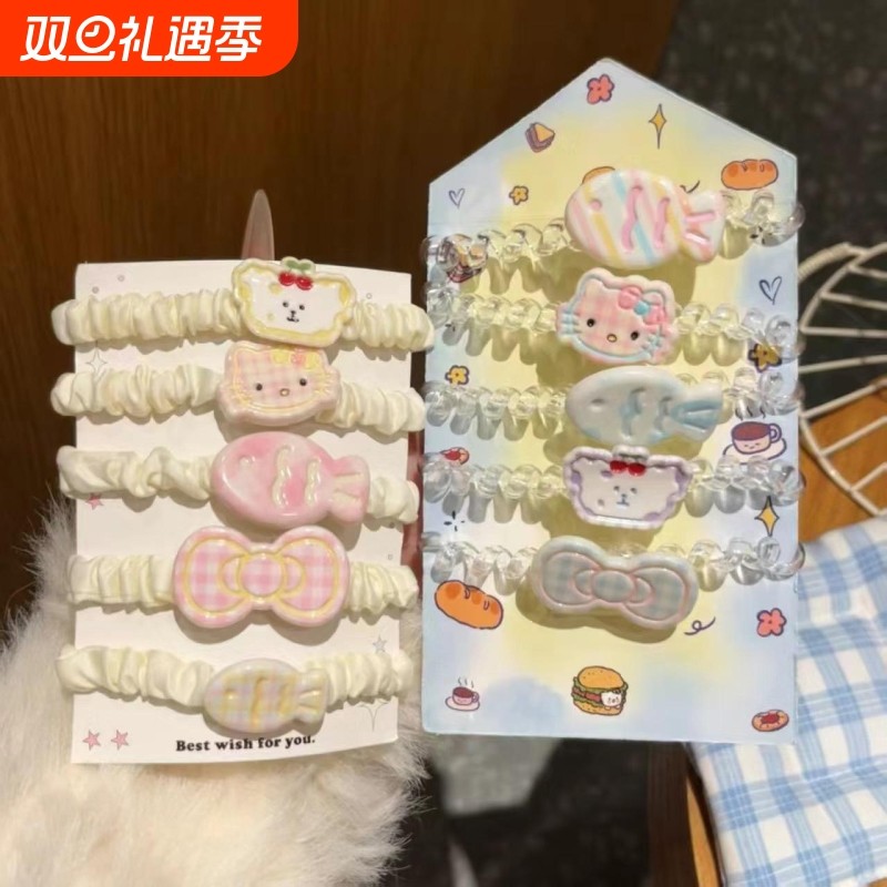 可爱马卡龙小鱼发圈糖果色猫咪少女头绳甜美ins风百搭发绳头饰