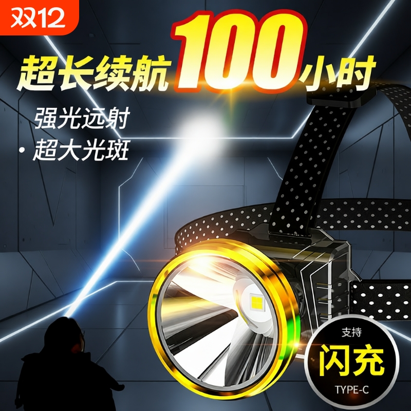 超亮充电头灯夜钓|超1000次加购