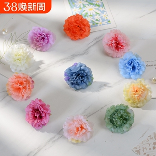 仿真花康乃馨簪花头饰花头婚庆伴手礼装饰配花DIY人造花红色粉色