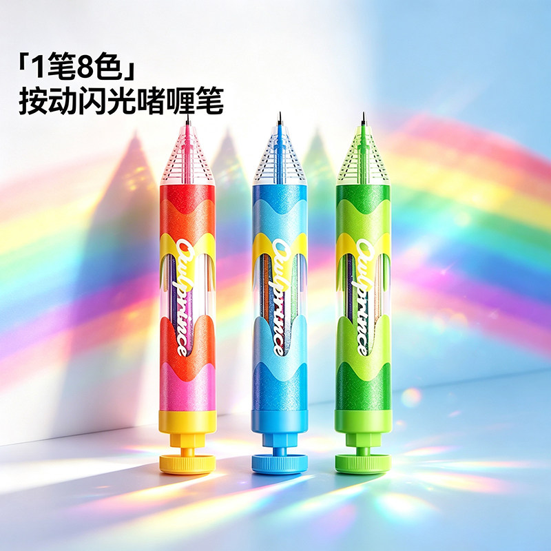 猫太子8色按动闪光啫喱笔1笔8色