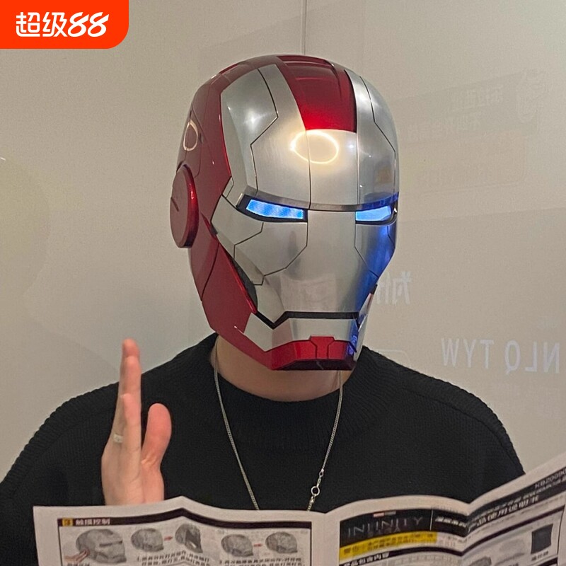 贾维斯钢铁侠头盔玩具电动声控儿童手办模型面具智能头套可穿戴