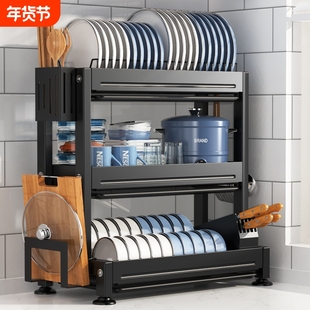 厨房碗碟置物架台面碗盘沥水架台面多功能放碗架子碗筷收纳盒碗柜