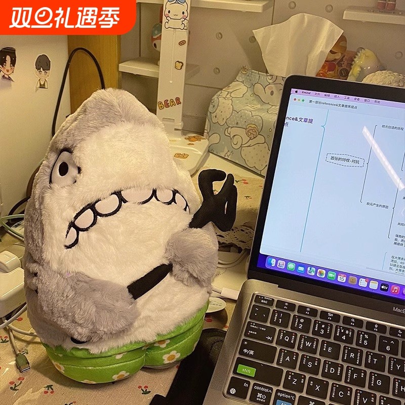 鲨bee玩偶鲨叉公仔毛绒玩具鲨雕布娃娃鲨鱼女生抱枕搞怪礼物男生