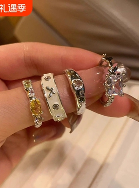 店主推荐戒指女小众设计时尚个性ins指环轻奢高级感食指戒女锆石