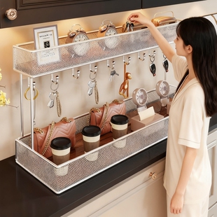 钥匙收纳盒玄关收纳摆件入户门口储物盒鞋柜上放置架桌面挂架置物