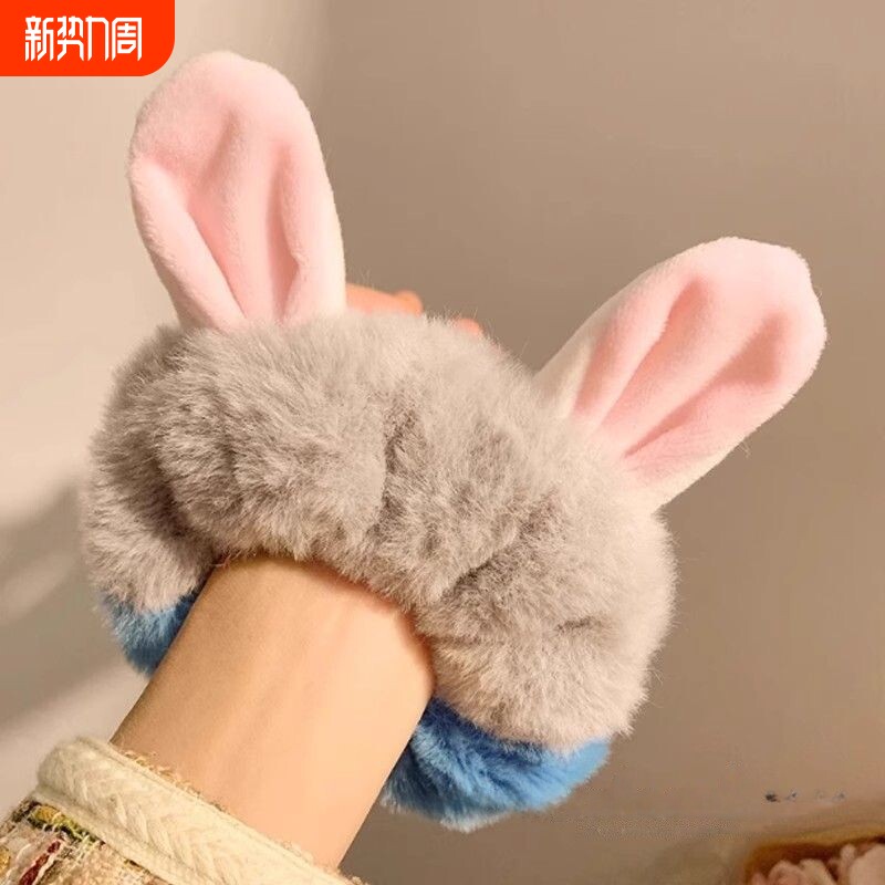毛绒狐狸耳朵发绳疯狂动物城狐尼克发圈卡通可爱发饰兔子头绳皮筋