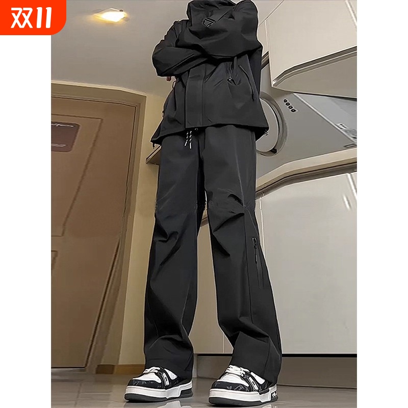 冲锋裤男款春秋休闲户外运动加绒登山裤子美式机能工装裤防水