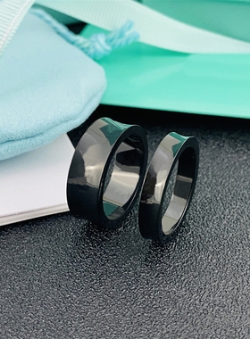 V金镀咪金T家情侣戒指三钻宽窄版男女1837素圈情侣对戒 工厂代发