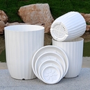 仿陶瓷花盆花卉绿植盆栽盆超大高档客厅天堂鸟塑料竖条纹落地竖纹