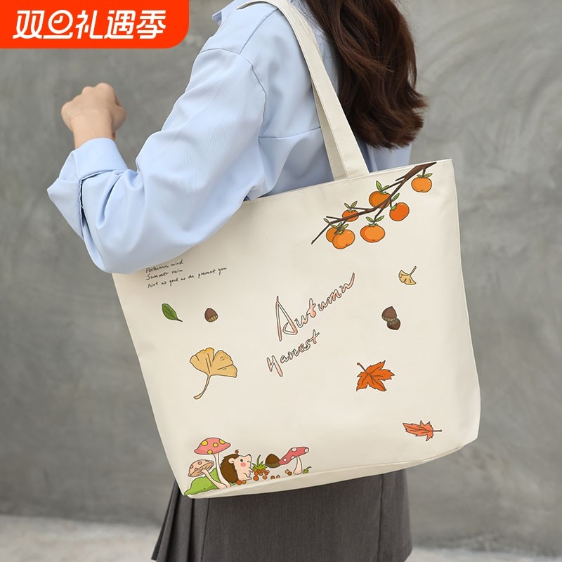 牛津布手提包女2025新款学生装书袋大容量秋冬上班通勤单肩帆布包