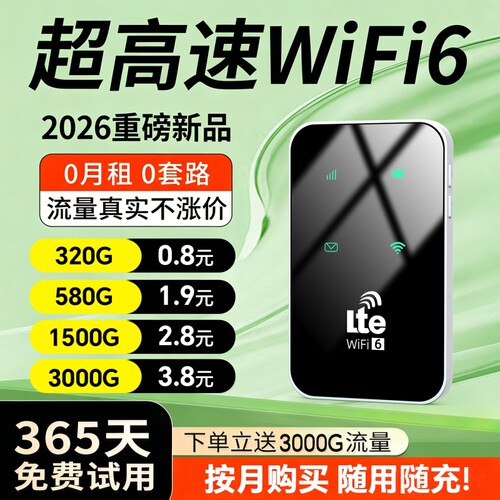 智能wifi移动无线wifl6便携式免插卡2026新款路由器全国通用流量wi-fi车载宽带4g高速网络智能上网卡车载wifi