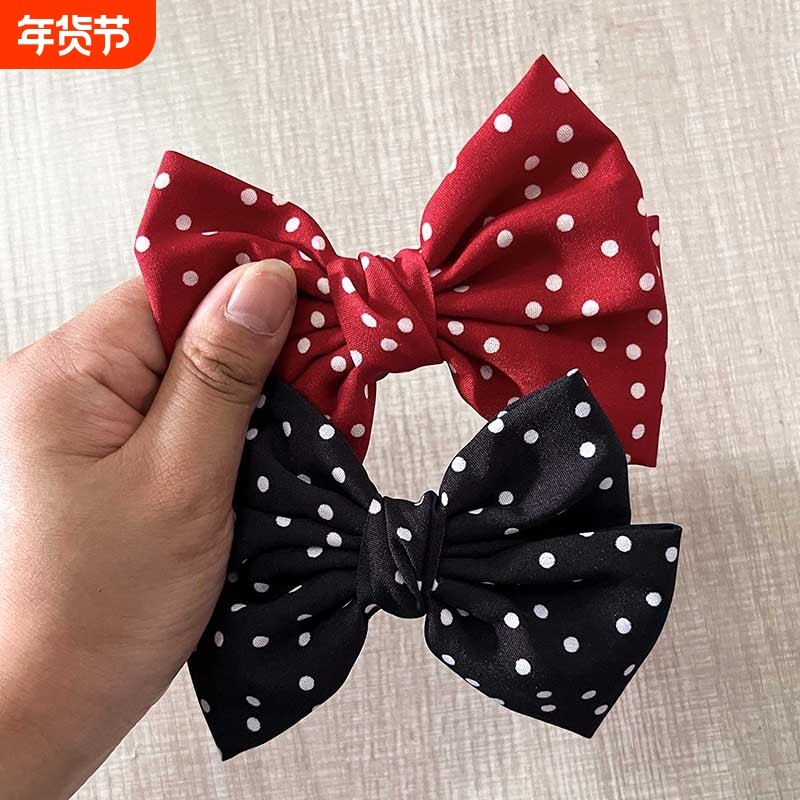 开画少女漫沈月左千黛同款红色波点蝴蝶结发卡发夹日系jk发饰学院
