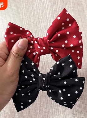 开画少女漫沈月左千黛同款红色波点蝴蝶结发卡发夹日系jk发饰学院