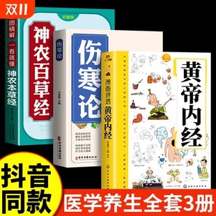 漫画讲透黄帝内经伤寒论四季 白话文漫画版 养生全书中医原版 漫画图解抖音热卖 神农百草经书籍入门医学 正版 官方正版