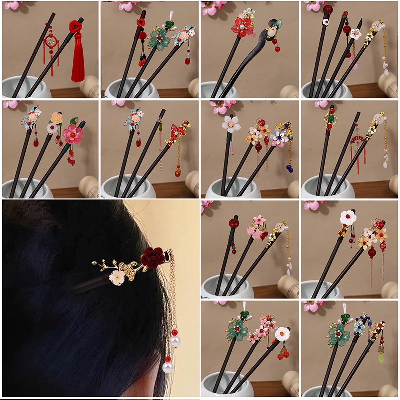 喜庆中式发簪宫廷风流苏步摇发钗复古汉服古装旗袍发饰女多规格