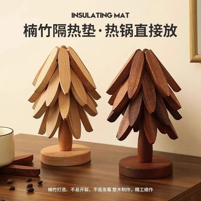 隔热垫创意桌垫碗垫杯垫一棵树防烫餐垫实木桌面摆件餐桌小树收纳