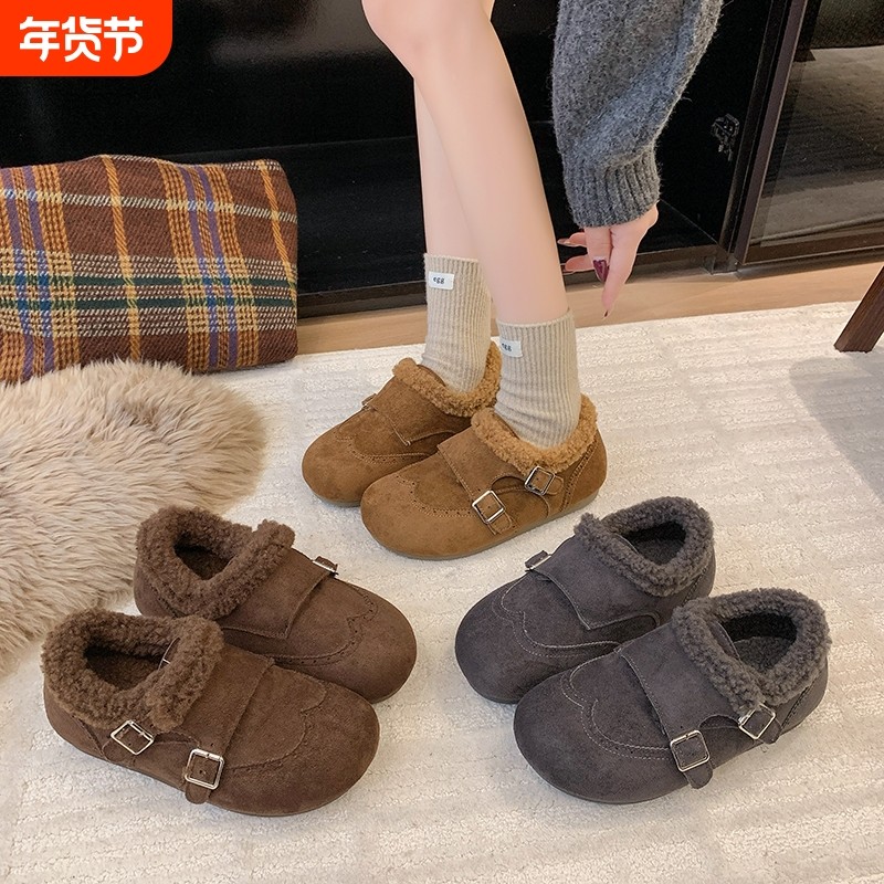 品牌真皮软底加绒勃肯鞋女2025冬季新款厚底豆豆鞋保暖棉鞋毛毛鞋,女鞋,勃肯鞋/软木鞋,淘宝优惠券,粉丝福利购,淘宝优惠卷