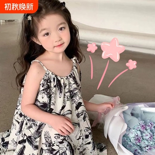 女童夏装水墨画连衣裙2026新款儿童碎花裙公主裙中小童洋气沙滩裙
