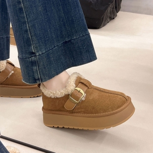 子宽脚 增高复古勃肯鞋 加绒加厚防滑厚底雪地棉鞋 女冬外穿2025新款