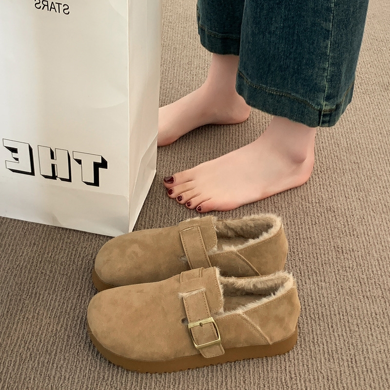 厚底毛毛勃肯鞋女半拖秋冬外穿2025新款爆款一脚蹬懒人鞋加绒棉拖