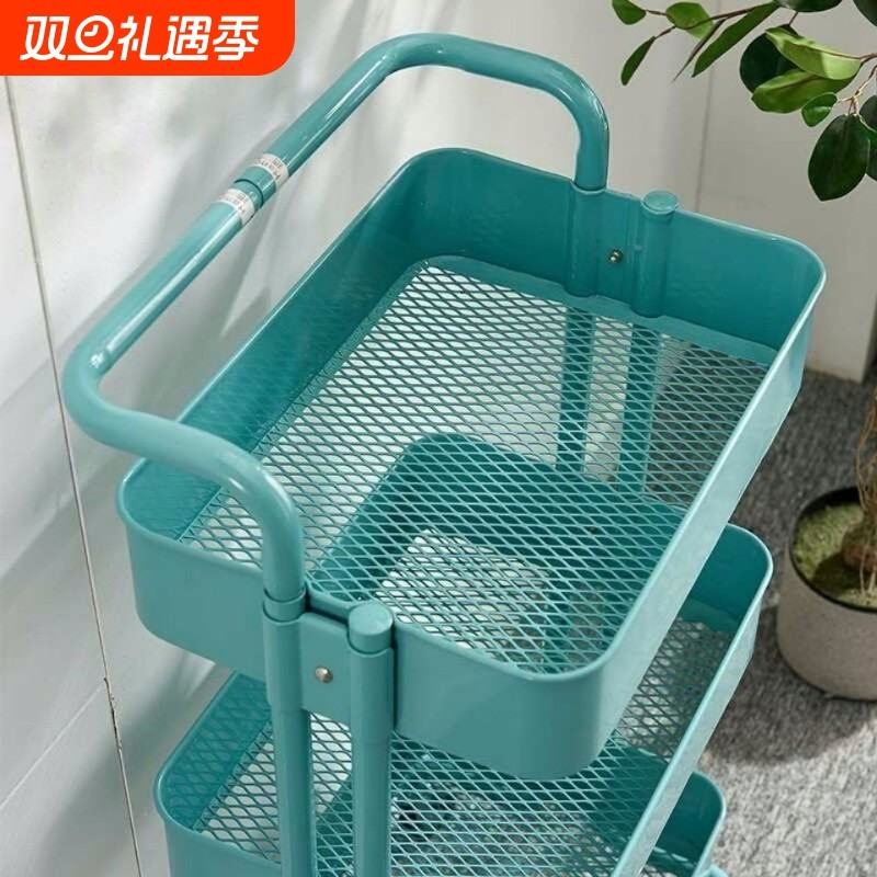 加厚置物架小推车可移动落地多层厨房放菜架卫生间婴儿用品收纳架