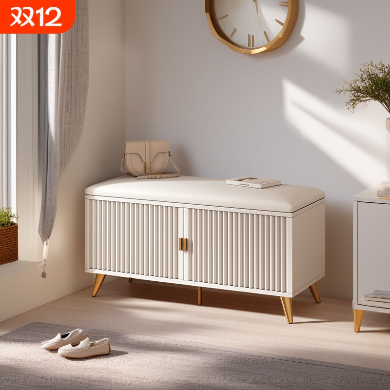 轻奢鞋柜层板可调节可坐换鞋凳