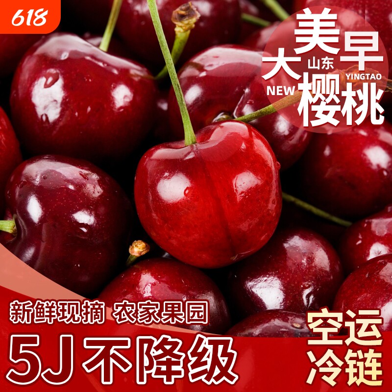山东美早樱桃新鲜水果国产车厘子当季脆甜多汁孕妇大樱桃空运速发