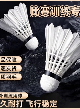 羽毛球鹅毛12只装/6耐打王白色黑色训练专业比赛耐打球夜光尼龙