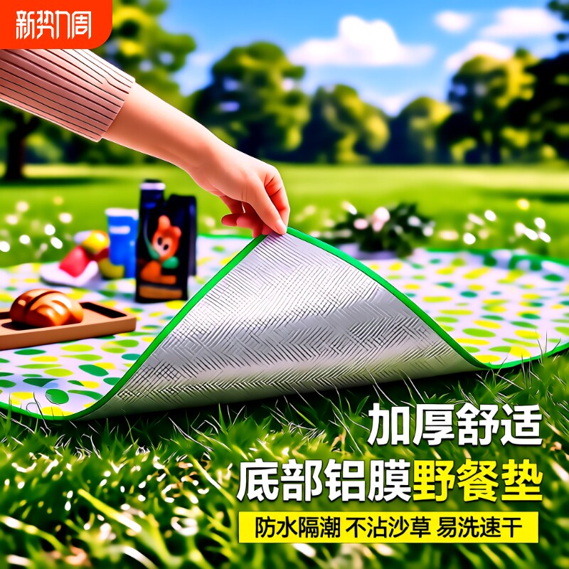 野餐垫户外防潮垫防水加厚便携徒步沙滩垫便携露营野炊草坪地垫子