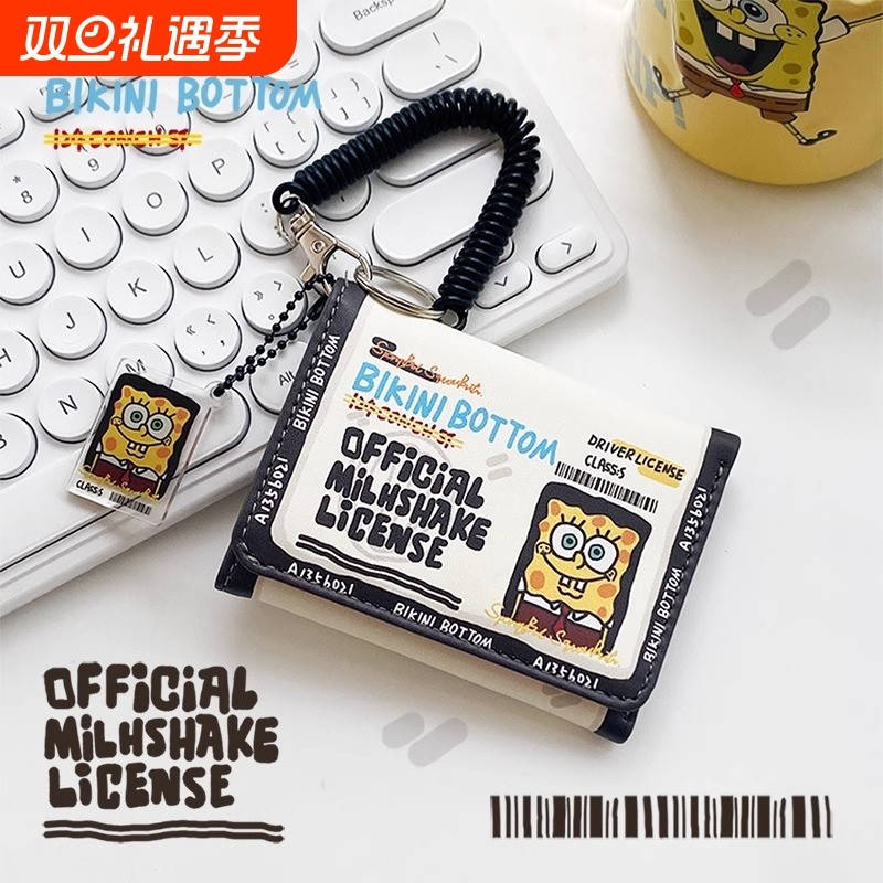 2025新款海绵宝宝钱包收纳校园银行卡学生证件男女零钱包防水动漫