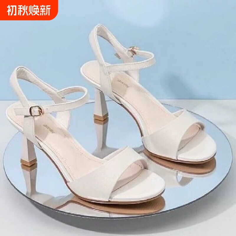 意尔康心选高跟凉鞋女细凉鞋图片