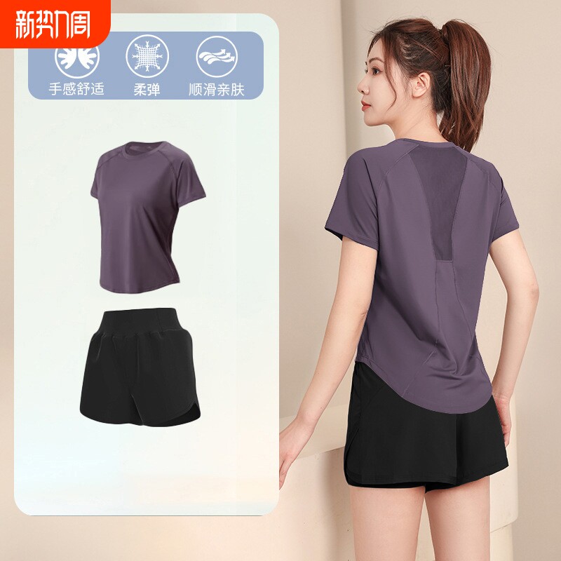 运动服套装女新款专业跑步速干衣夏季宽松短袖瑜伽服羽毛球健身服