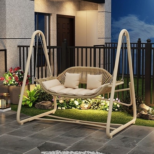 椅阳台休闲加粗藤编座椅吊床摇椅双人家用秋千椅楼顶秋千庭院