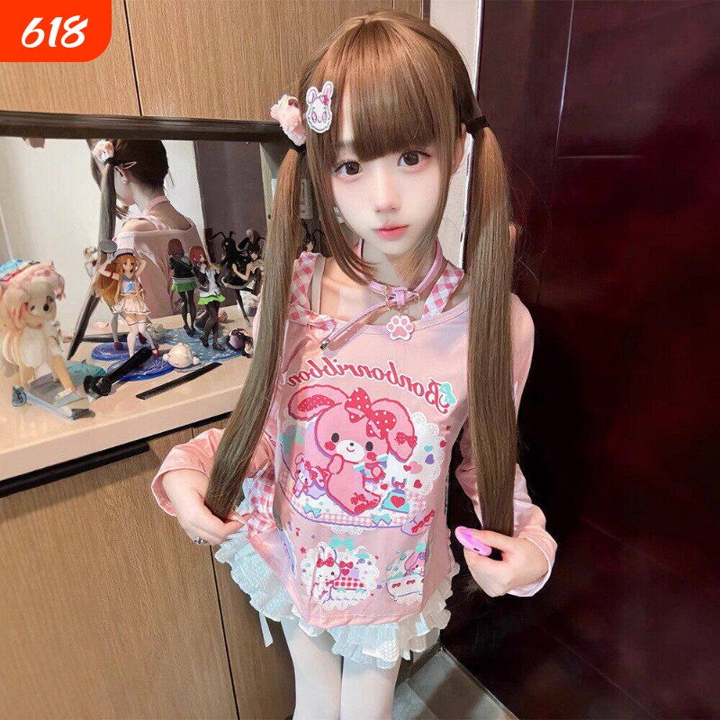 【显白魔法】糯叽小咪假发蜜茶色Lolita软妹自带鬓角85cm长直发