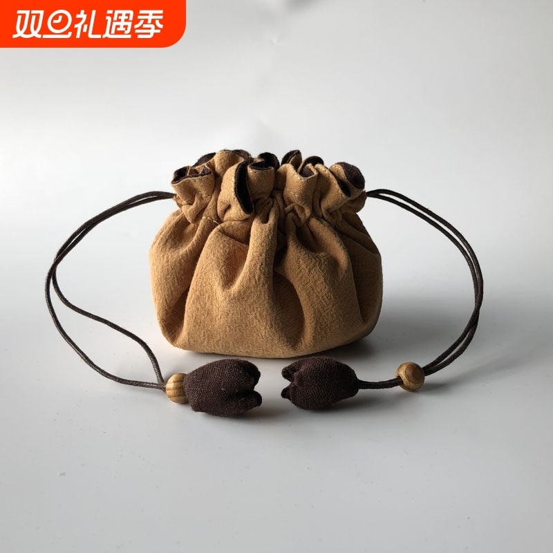 创意抽绳束口布袋化妆品收纳包手串佛珠饰品收纳袋锦囊夹棉文玩袋