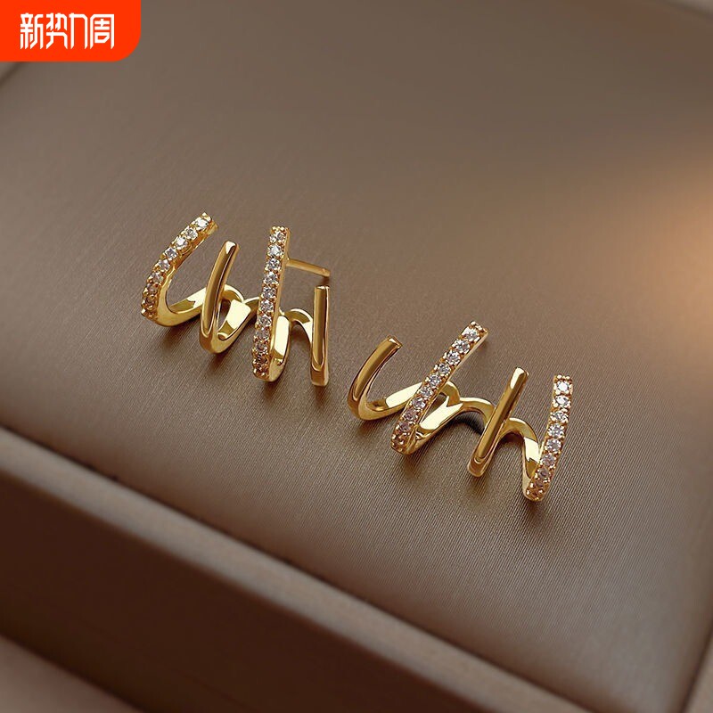 韩国四爪耙形耳环925银针微镶钻小众设计轻奢高级感百搭耳钉耳饰