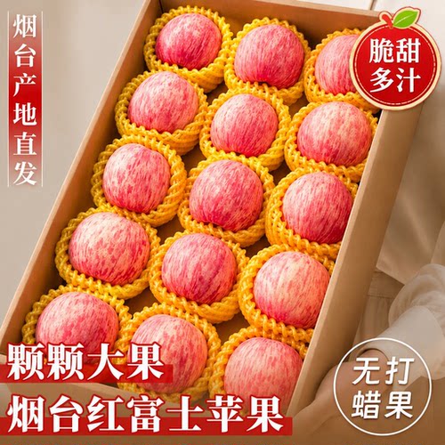 脆甜正宗山东红富士苹果现摘冰糖心孕妇苹果新鲜应季整箱批发精选