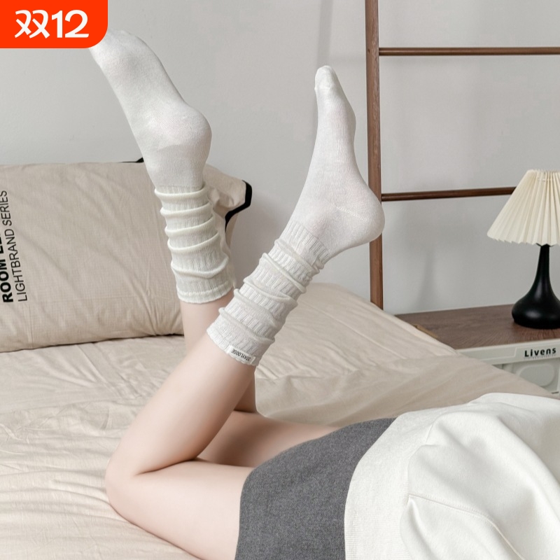 布标中长筒堆堆袜子女士穿搭小腿高颜值轻奢风jk配小皮鞋高筒