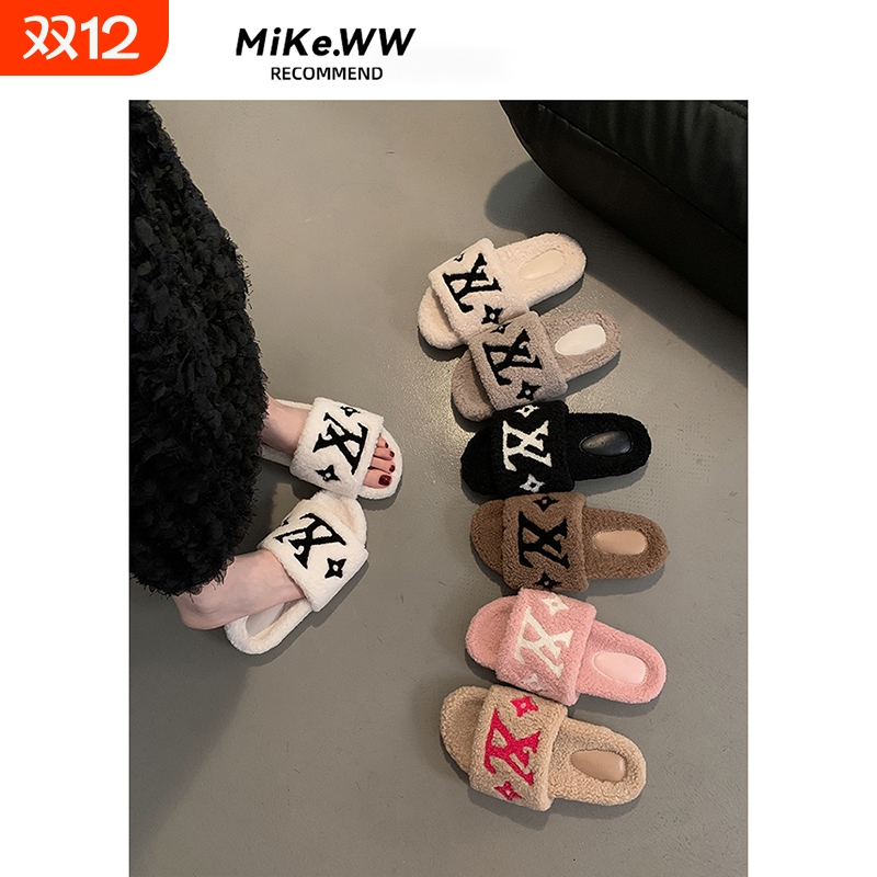 毛毛拖鞋女外穿2025款新厚底小香毛毛鞋高级感女士可爱洋气棉拖鞋