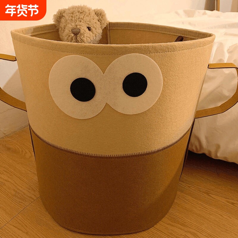 大容量脏衣篮衣服篓收纳桶可爱家用可折叠毛毡玩具零食收纳杂物筐