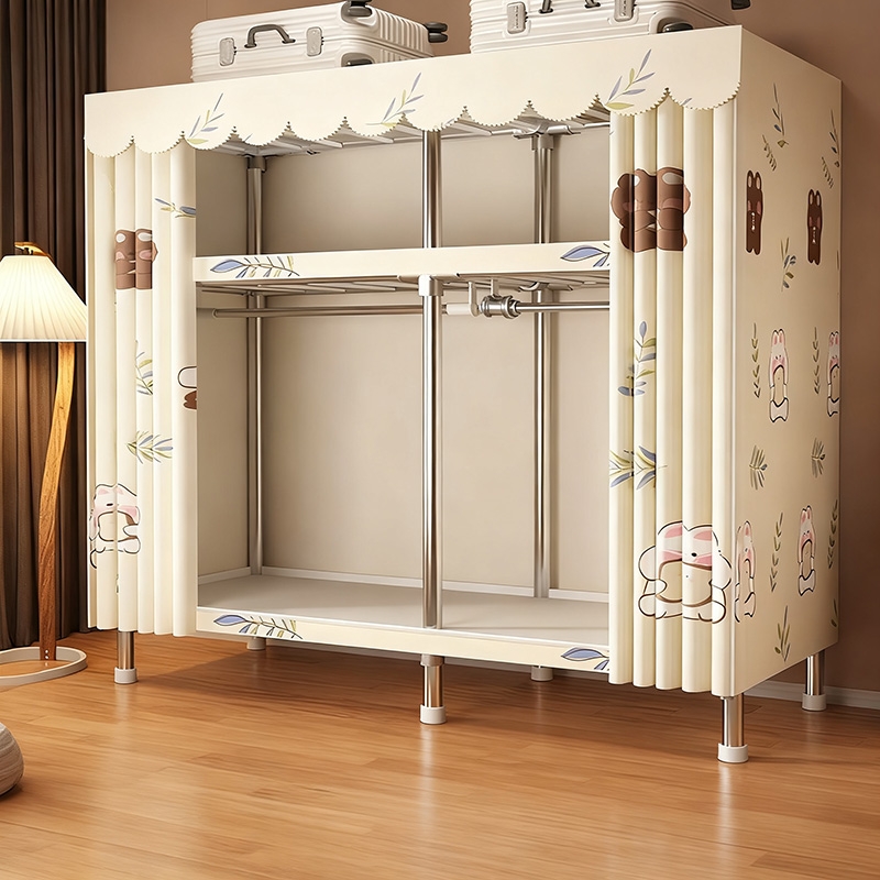 超简易衣柜布衣柜家用卧室全钢架出租房用钢管加粗加厚耐多规格起