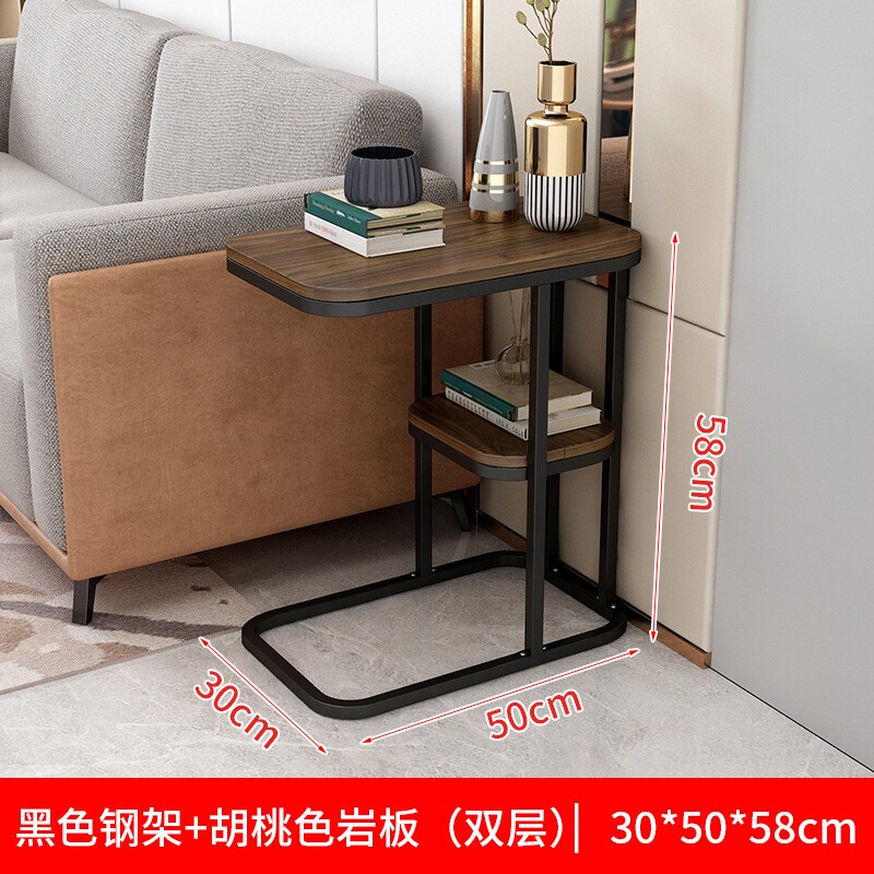 小茶几简约客厅沙发旁边几欧式家用岩板边柜铁艺可移动可移动茶几
